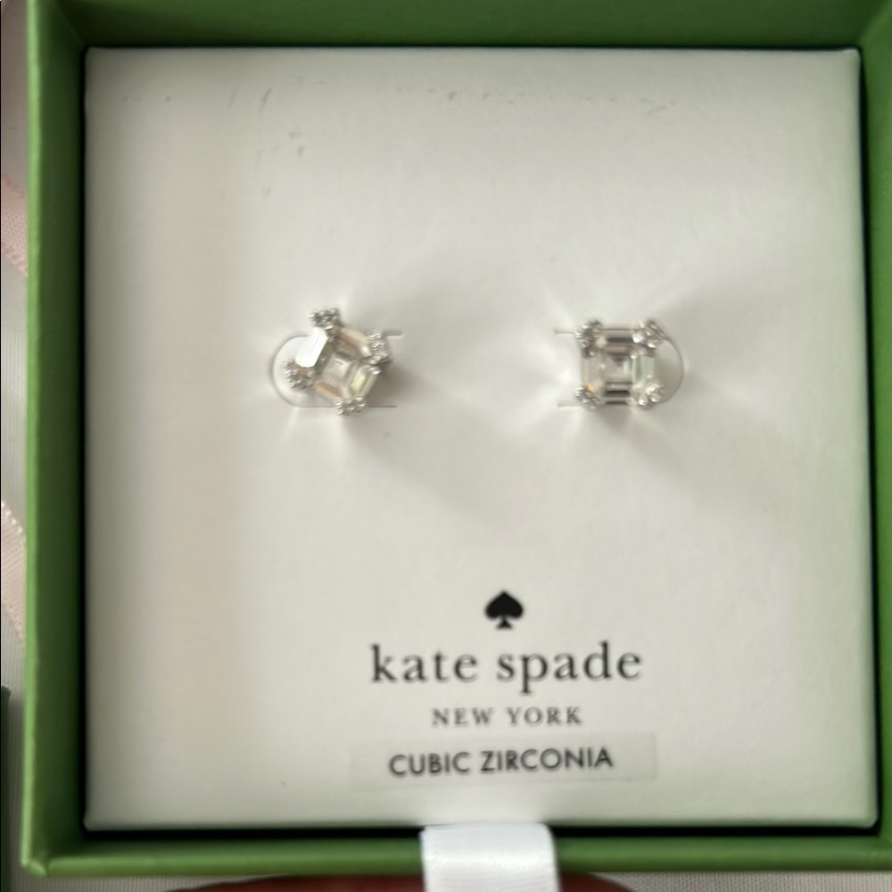 Kate Spade Silver Cubic Zirconia Stud Earrings - NIB